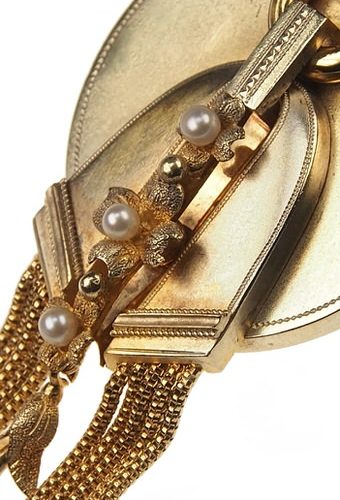 Ca. 1865 - 15 ct. Gold Brooch with Natural pearls England - Image 3