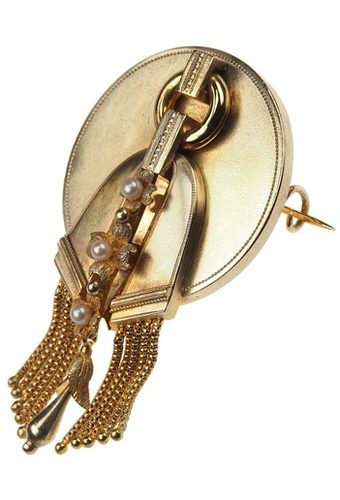 Ca. 1865 - 15 ct. Gold Brooch with Natural pearls England - Image 4