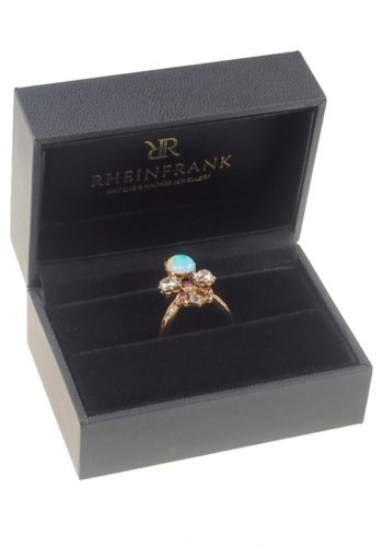 Ca. 1900 - Art nouveau 18 ct. Gold Ring with Opal, Diamonds & Rubies, French - Image 6