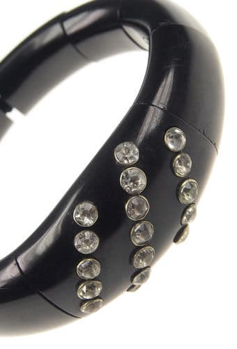 Ca. 1880 - Jet Bracelet with Strass Victorian England - Image 4