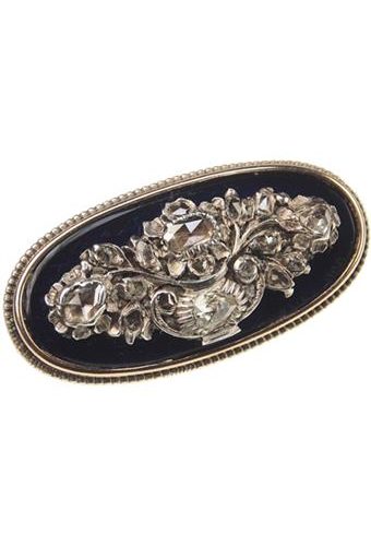 Ca. 1800 - 18 ct. Gold / Silver Brooch with Diamonds & Enamel Georgian England - Image 5