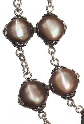 Ca. 1880 - Sterling Silver / Shell Necklace Victorian England - Image 4