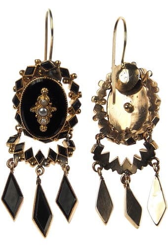 Ca. 1880 - 14 ct. Gold Set Brooch & Earrings USA - Image 7