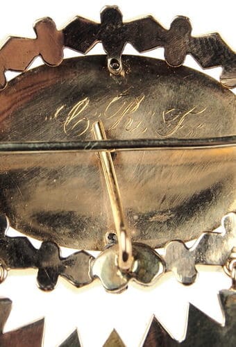 Ca. 1880 - 14 ct. Gold Set Brooch & Earrings USA - Image 8