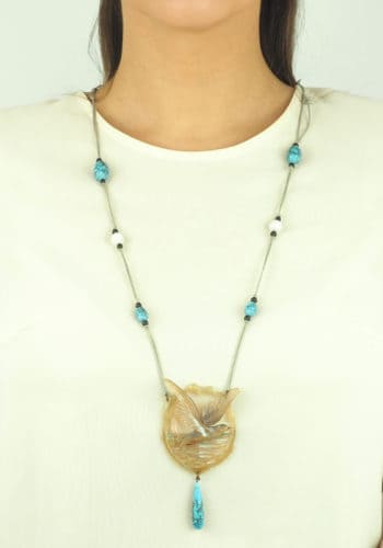 ** SOLD ** Ca. 1900 - Horn Necklace Icebird Art nouveau France - Image 8