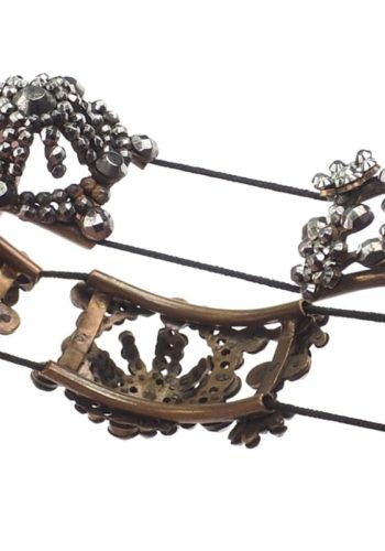 ** SOLD ** Ca. 1860 - Cut Steel Bracelet strung on Elastic strap, faceted & polished Steel jewellery, Victorian England - Image 5