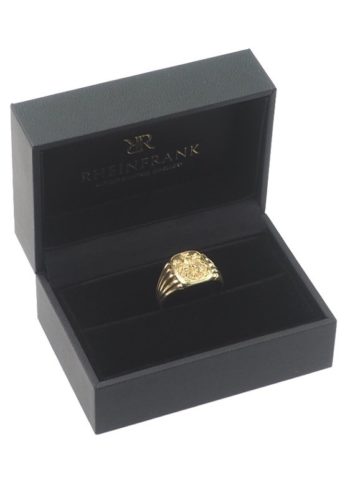 ** SOLD ** Ca. 1920 - 14 ct. Gold Signet ring with hand-engraved Family's coat of arms, Art déco Men's ring - Image 5