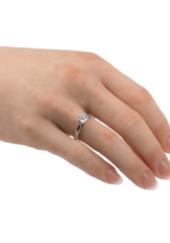 Ca. 1970 - Platinum Vintage Ring / Engagement ring with Diamond Solitaire, London England - Image 6