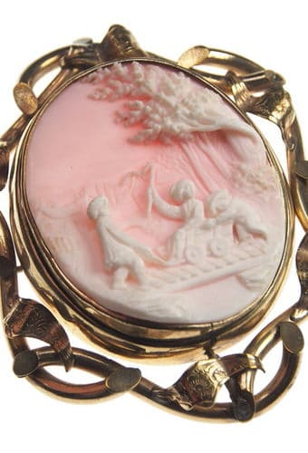 Ca. 1840 - Cameo Revolving Brooch Queen Conch Shell England - Image 3