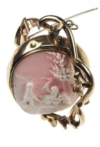Ca. 1840 - Cameo Revolving Brooch Queen Conch Shell England - Image 4
