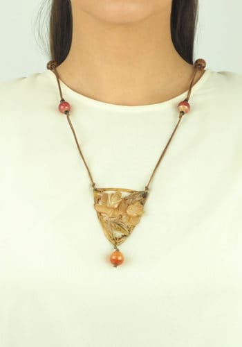 Ca. 1900 - Horn Necklace with Glass pearls of Art nouveau France - Image 5