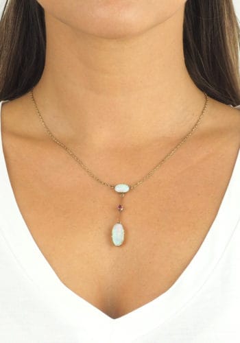 ** SOLD ** Ca. 1910 - 9 ct. Gold Necklace with Opals & Rubies Edwardian England - Image 5