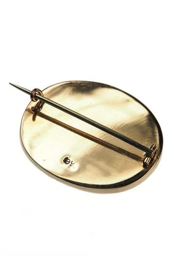 Ca. 1840 - 9 ct. Gold Brooch with Reverse glass painting Victorian - Image 4