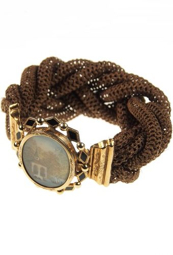 Ca. 1850 - 18 ct. Gold Bracelet with Miniature painting, Enamel & Hair Victorian Switzerland - Image 5