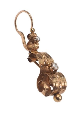 Ca. 1820 - French Rose Gold Earrings with Pearls - Image 3