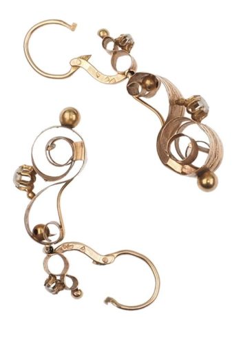 Ca. 1820 - French Rose Gold Earrings with Pearls - Image 5