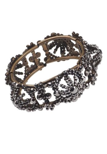 ** SOLD ** Ca. 1860 - Cut Steel Bracelet strung on Elastic strap, faceted & polished Steel jewellery, Victorian England - Image 3