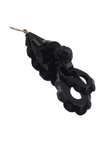 Ca. 1860 - Whitby Jet Earrings, carved and polished, from Victorian England Whitbyjet - Image 3