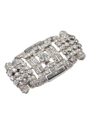 Ca. 1930 - Art déco Platinum Brooch with Diamonds - Image 4