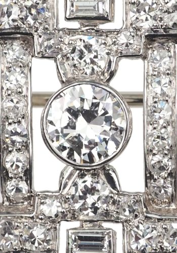 Ca. 1930 - Art déco Platinum Brooch with Diamonds - Image 3
