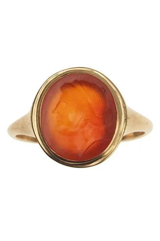 Ca 1960 18 Ct Gold Ring With Cornelian Intaglio Vintage Jewellery Antique Jewellery Berlin Engagement Rings Wedding Bands