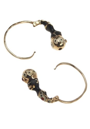 Ca. 1900 - 14 ct. Gold & Enamel Earrings "Blackmoore" Victorian Italy - Image 6