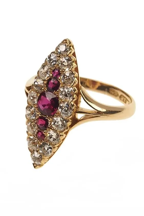 Dated 15 18 Ct Gold Victorian Ring Engagement Ring With Rubies Diamonds Birmingham England Antique Jewellery Berlin Engagement Rings Wedding Bands