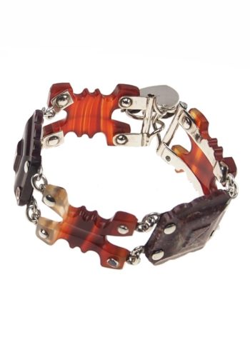 Ca. 1870 - Sterling Silver / Cornelian Pebbles Bracelet Victorian Scotland - Image 4