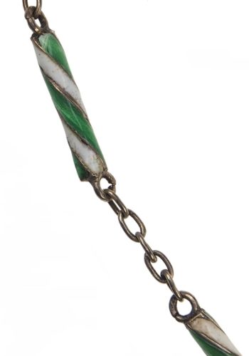 Ca. 1900 - Gold-plated Silver Necklace with Malachite & Enamel, French Art nouveau - Image 5