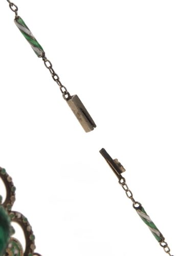 Ca. 1900 - Gold-plated Silver Necklace with Malachite & Enamel, French Art nouveau - Image 7