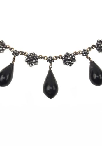 Ca. 1860 - Cut Steel Necklace with Jet-Drops Victorian England - Image 4
