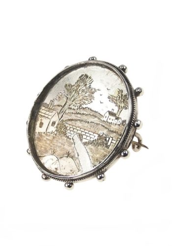 Ca. 1880 - Silver / Gold Set Brooch & Earrings Victorian England - Image 4