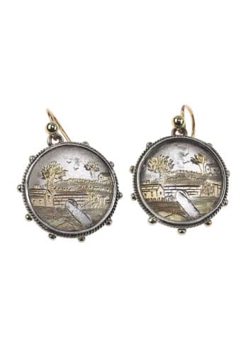 Ca. 1880 - Silver / Gold Set Brooch & Earrings Victorian England - Image 5