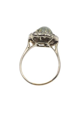 Ca. 1900 - Chrysoberyl Cat's eye & Diamonds Engagement Ring, Daisy - Image 5