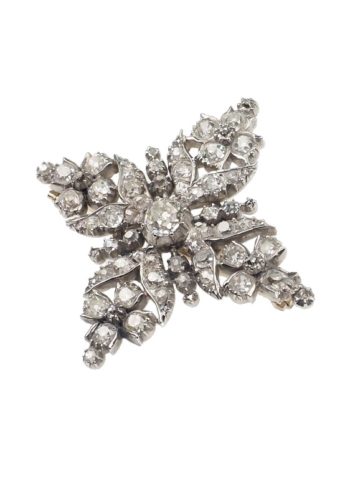 Ca. 1830 - 18 ct. Gold & Silver Brooch with Diamonds, from Georgian England - Image 3