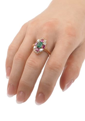 Ca. 1890 - 18 ct. Rose gold Ring, incl. Gemstones Appraisal! - Image 5