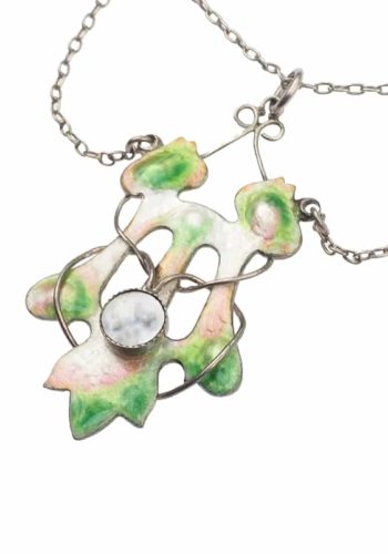 Ca. 1900 - Sterling Silver Arts+Crafts Necklace with Enamel works, from England Art nouveau - Image 3