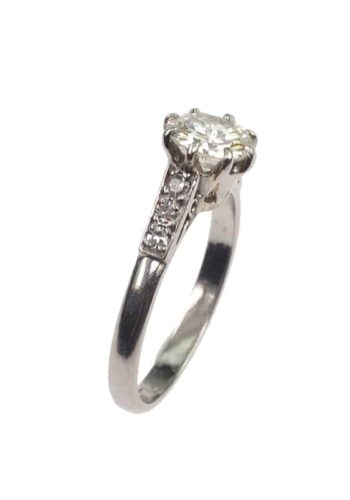 ** SOLD ** Ca. 1930 - Platinum Ring / Engagement ring with Diamond Solitaire, from Art déco England - Image 3