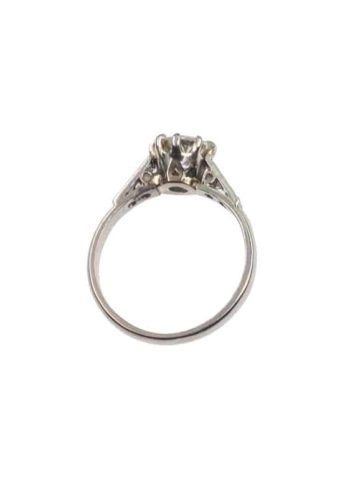 ** SOLD ** Ca. 1930 - Platinum Ring / Engagement ring with Diamond Solitaire, from Art déco England - Image 4