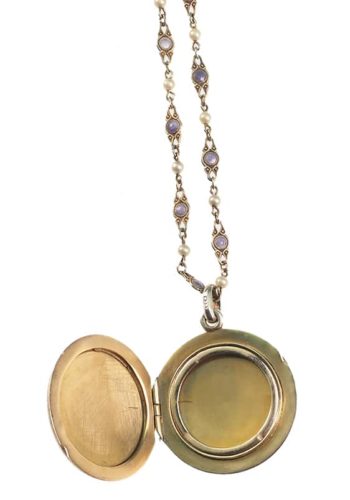** SOLD ** Ca. 1900 - Guilloché enameled Locket with Sterling Silver chain - Image 5