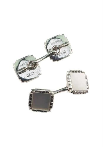Dated 1953 - Tails set / Cufflinks in Original box, 9 ct. White-gold & Mother-of-pearl, Birmingham England - Image 3