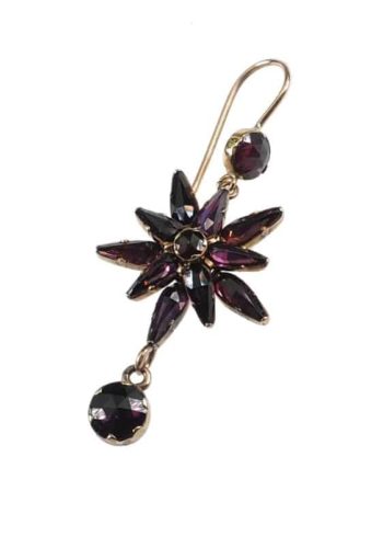 ** SOLD ** Ca. 1880 - Dutch 18 ct. Gold Earrings, with closed setted Almandines - Image 3