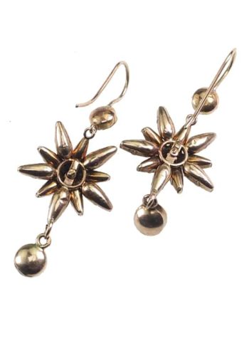 ** SOLD ** Ca. 1880 - Dutch 18 ct. Gold Earrings, with closed setted Almandines - Image 5