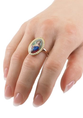 ** SOLD ** Ca. 1810 - Hand-painted 18 ct. Goldring with Enamel painting, from Georgian England - Image 5