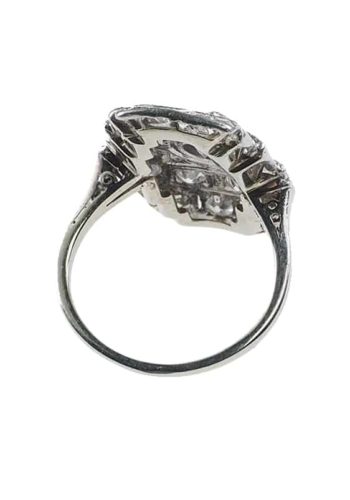 Ca. 1930 - French Art déco Ring with Diamonds, made of 18 ct. Gold & Platinum - Image 4
