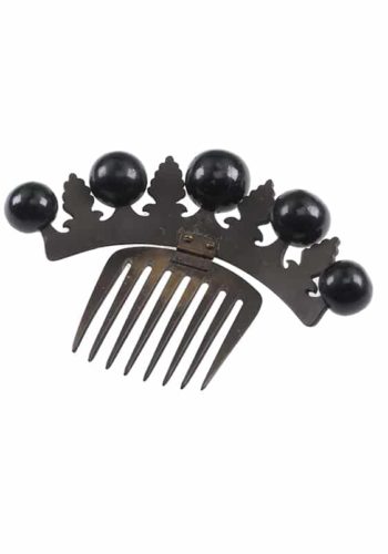 Ca. 1865 - Diadem / Hair comb made of Vulcanite & Jet, Victorian England - Image 3