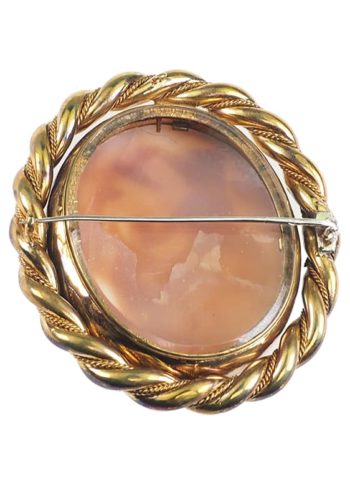 Ca. 1860 - Victorian Revolving-brooch with Shell cameo, back side as Locket - Image 3