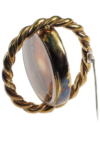 Ca. 1860 - Victorian Revolving-brooch with Shell cameo, back side as Locket - Image 4