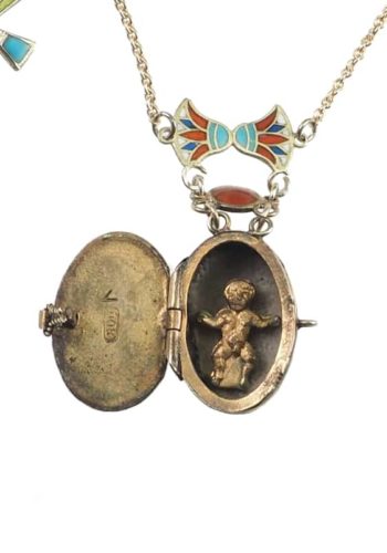 Ca. 1925 - Egyptian Revival Necklace made of gold-plated Silver, with several Enamel applications - Image 5