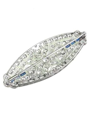 ** SOLD ** Ca. 1925 - Art déco Diamonds Brooch made of Platinum, with Sapphires - Image 6